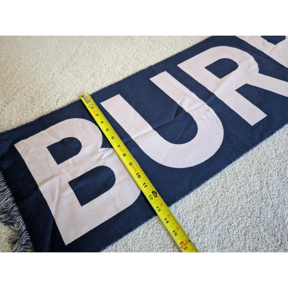 Burberry Blue and White Spellout Football Scarf 100% Wool NWT 80337151